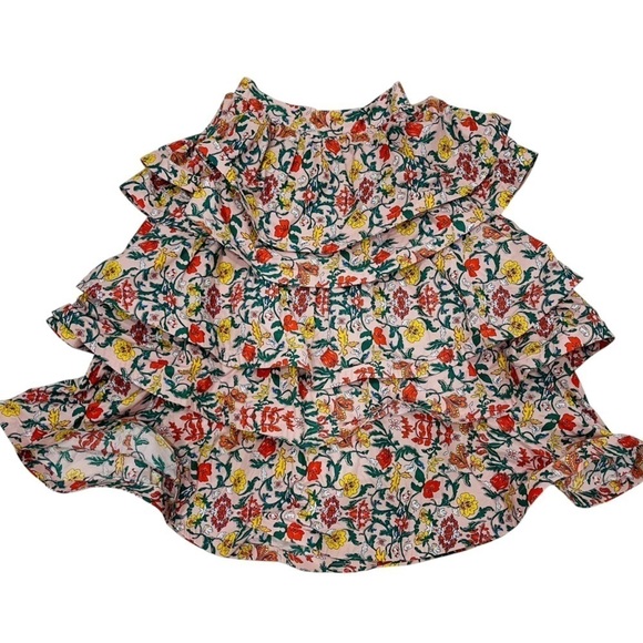 Buru Teagan Floral Print Tiered Ruffle Midi Pocketed A-Line Skirt NWT Party - Picture 5 of 14